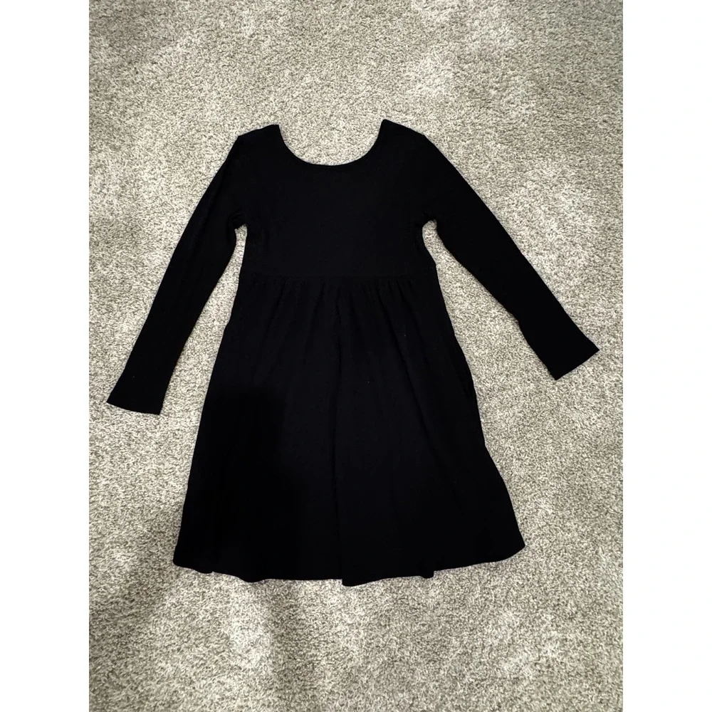 Old Navy Girls Ribbed Long Sleeve Dress Size L Black Jack LBD